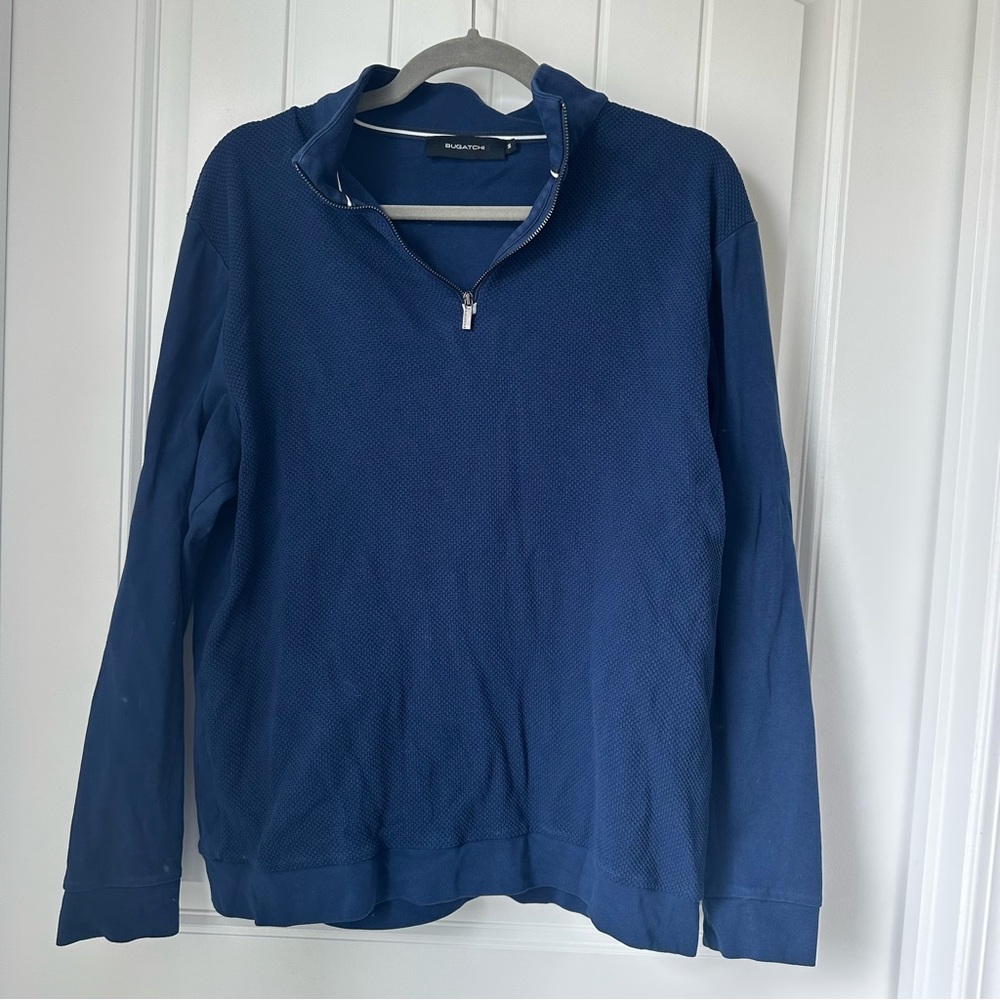Bugatchi Navy Blue Quarter Zip Pullover- Size Medium